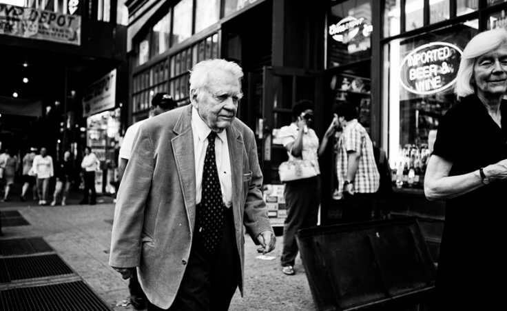 Andy Rooney walking the streets of New York at age 89 (Credit: Stephenson Brown via Flickr)