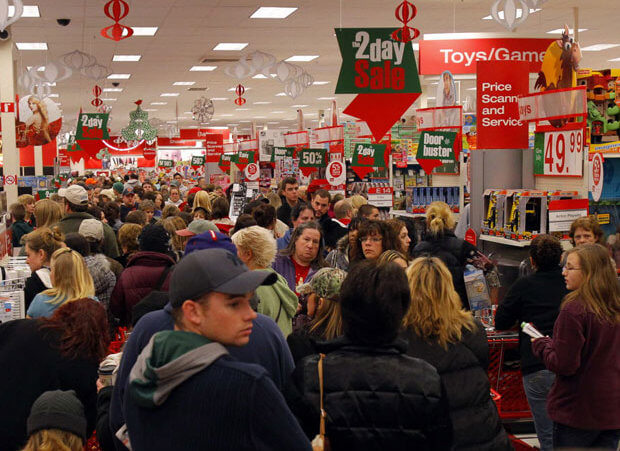 Shoppers make their way through a packed Target store in Lanesborough, Massachusetts on Black Friday. (Credit Reuters/Adam Hunger)