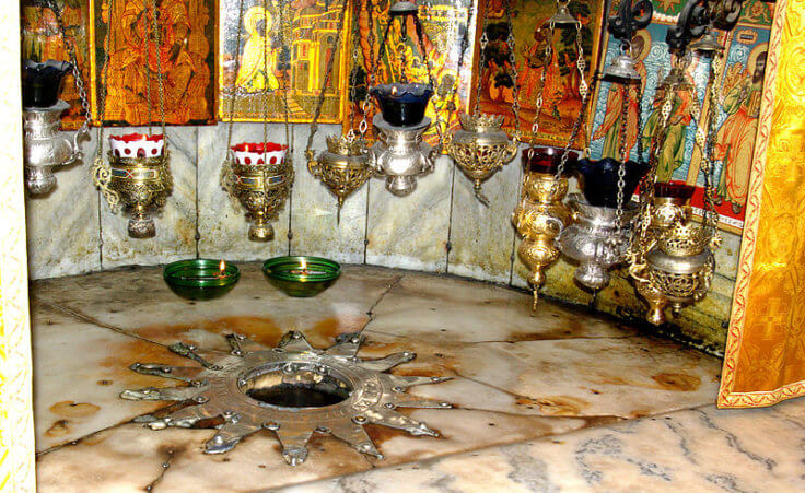 Bethlehem, Church of the nativity, The Star of Bethlehem, November 9, 2008 (Credit: Berthold Werner)