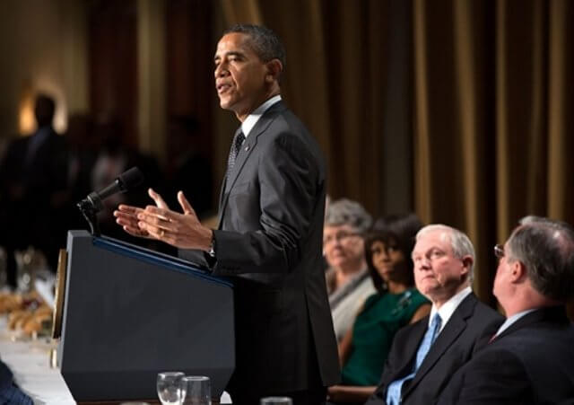 President Obama spoke in personal, emotional terms about the importance of Scripture in his own life at the National Prayer Breakfast on Thursday (Credit: Official White House Photo by Pete Souza)