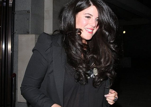 Monica Lewinsky at the Downtown Mayfair restaurant in London for Heather Kerzner's birthday celebration, March 19, 2013 (Credit: Spiller/WENN.com)