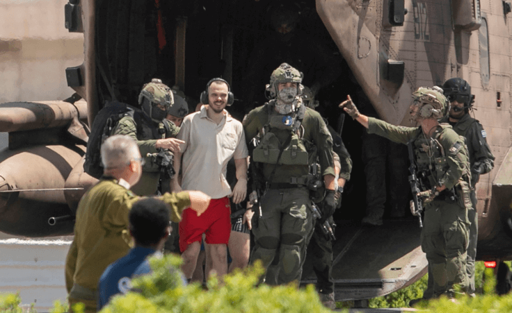 Andrey Kozlov, 27, kidnapped from Israel in a Hamas-led attack on Oct. 7, 2023, arrives by helicopter to the Sheba Medical Center in Ramat Gan, Israel, Saturday, June 8, 2024. Israel says it has rescued four hostages in Gaza who were kidnapped in a Hamas-led attack on Oct. 7. (AP Photo/Tomer Appelbaum)(AP Photo/Tomer Appelbaum)
